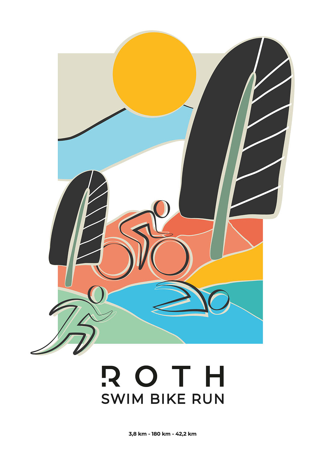 Poster Roth weiß-bunt