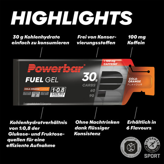 Powerbar Fuel Gel ColaOrange +Koffein (4x)